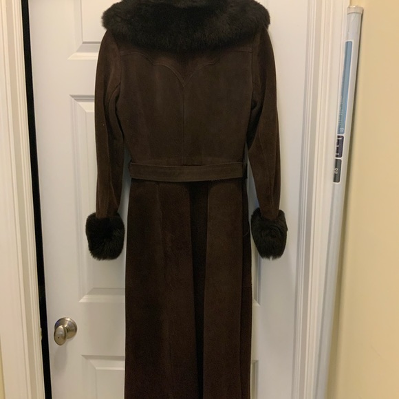 Dark Brown Shearling Full Length Coat - Picture 2 of 12